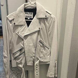 Walter Baker Off-White Leather Jacket with Silver Accents